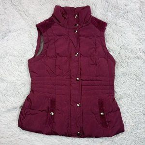 A.N.A Womens Vest Quilted Purple‎ S Full Zip Pockets Hiking Snaps Insulated